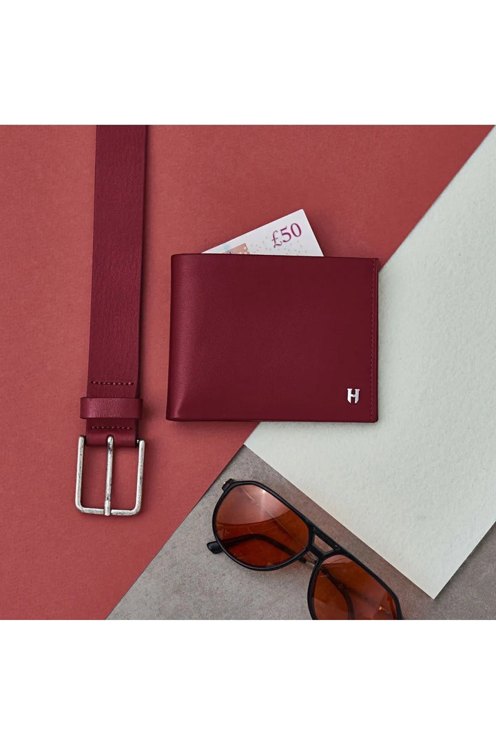 helmbrook Portefeuille en cuir véritable pour homme Design personnalisé Protégé RFID Tanner Bourgogne