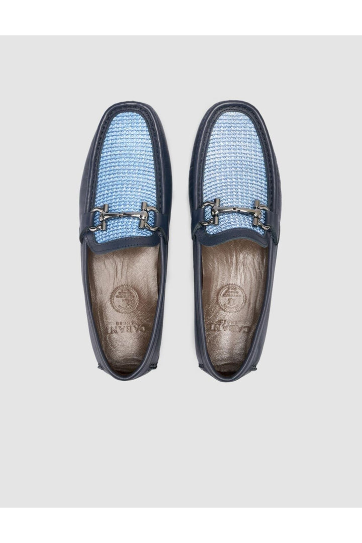 Cabani Shoes %100 Cuir Véritable Mocassins Pour Hommes Bleu Marine Avec Détails Tressés - Bleu marine