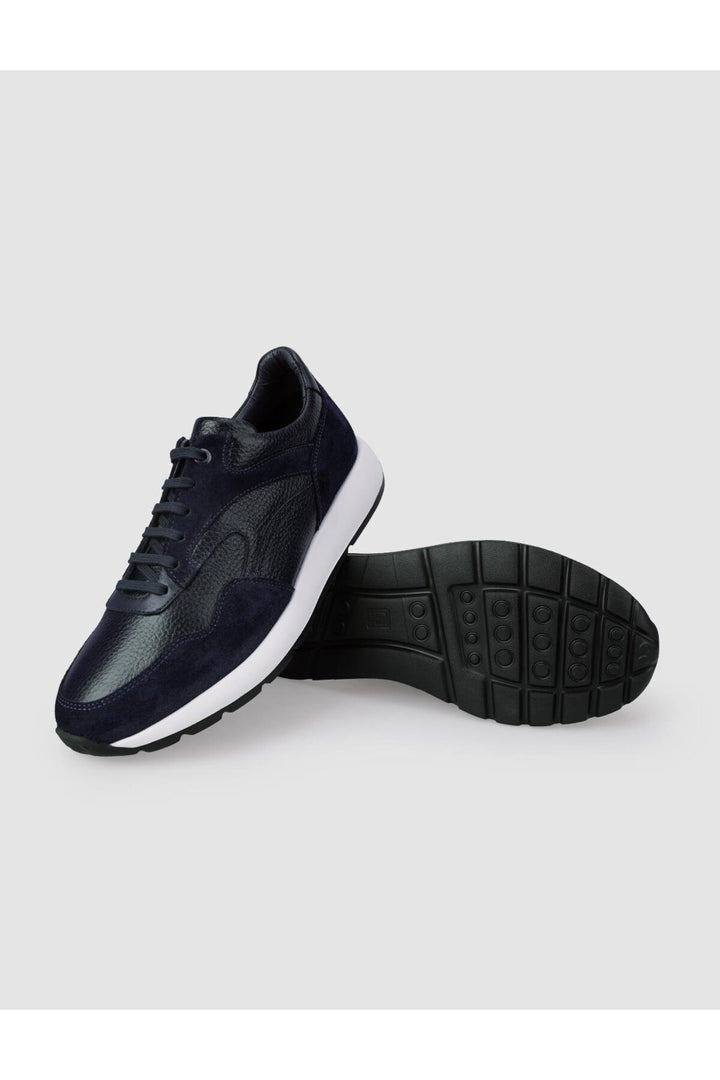 Cabani Shoes %100 Cuir véritable Bleu marine Chaussures de sport pour hommes - Bleu marine