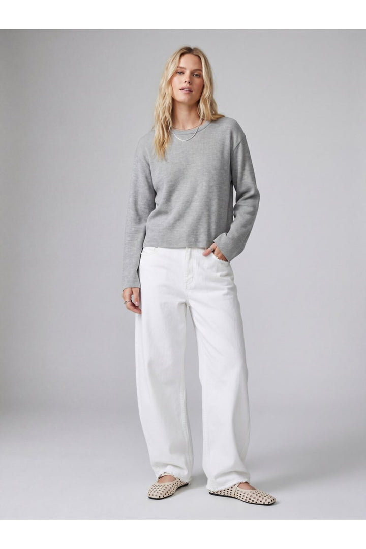 LTB Sweatshirt basique gris à col rond à manches longues - Gris