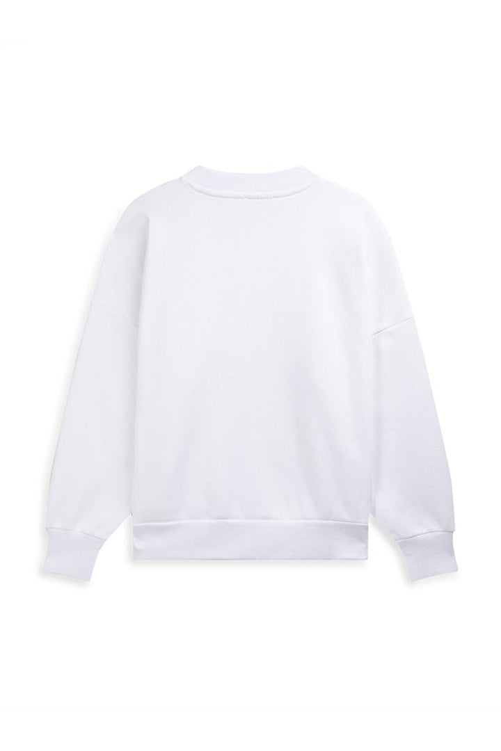 LTB Sweat-shirt blanc imprimé à manches longues et col zéro
