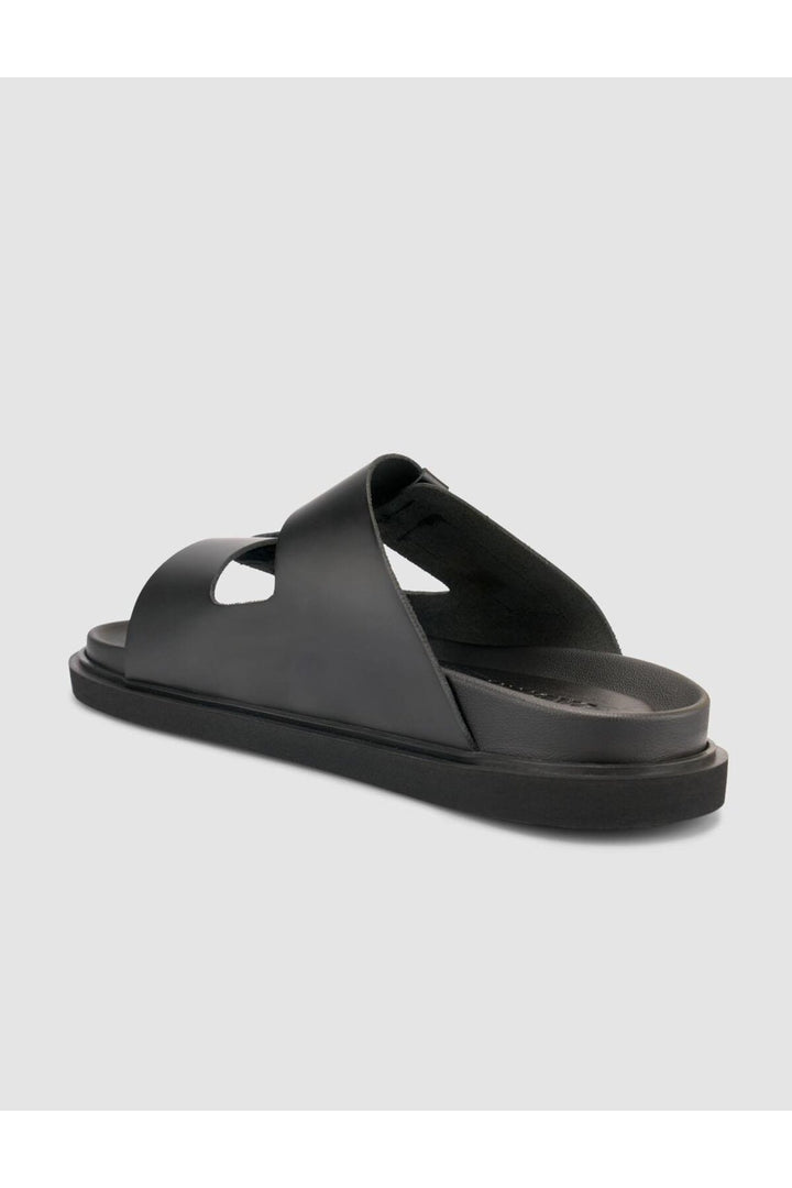 Cabani Shoes %100 Cuir véritable Sandales noires pour hommes à velcro - Noir