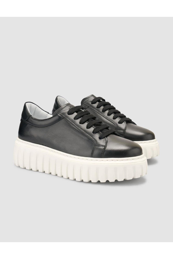 Cabani Shoes MonaMae 100% Cuir Véritable Baskets Femme Noires - Multicolore