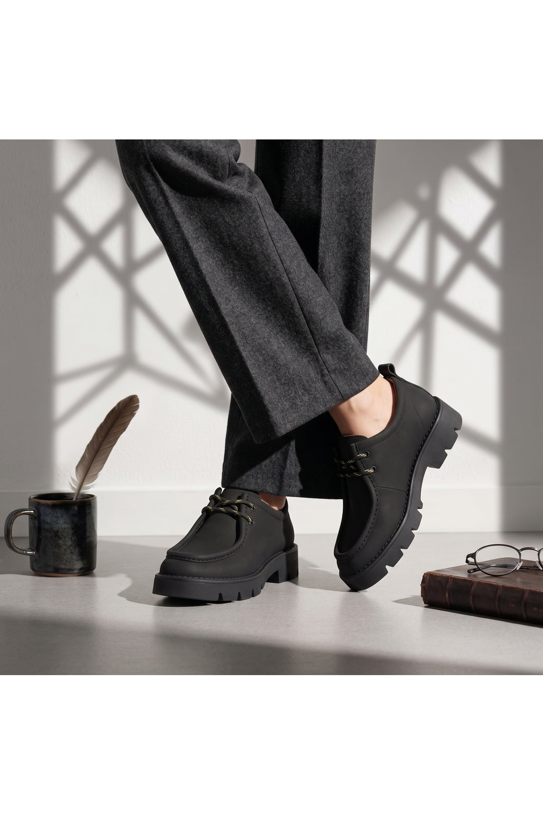 Wavelys ZAYN Chaussures d'hiver élégantes pour femmes en cuir suédé véritable avec semelle confortable - Noir