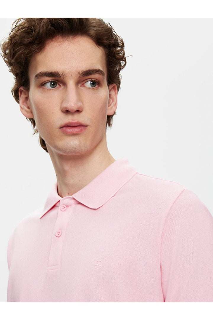 LTB T-shirt basique Regular rose à manches courtes avec col polo - Rose