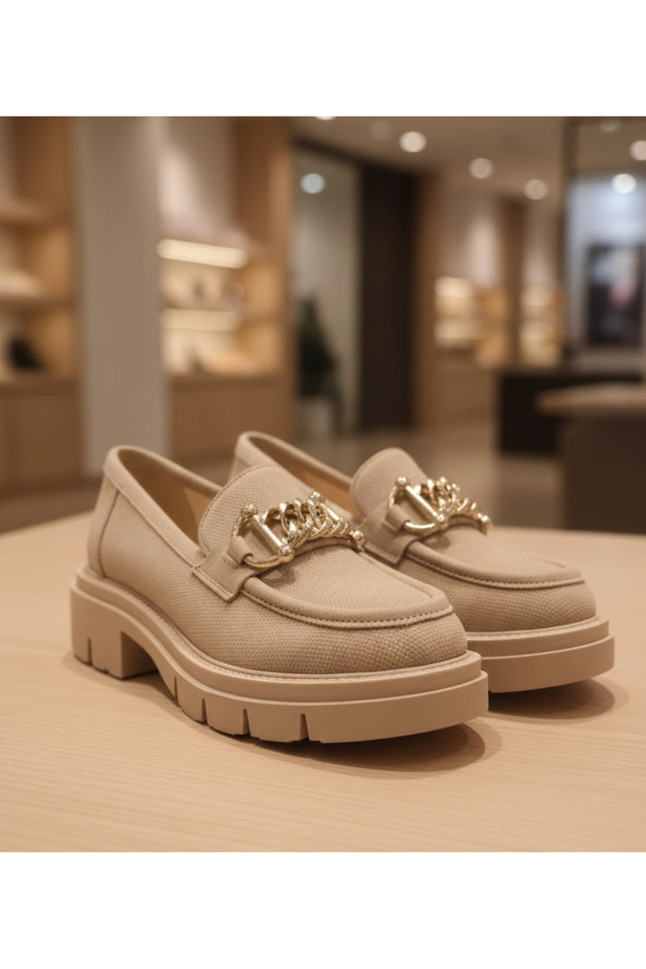 Wavelys Venya Beige Mocassins en Cuir Véritable pour Femmes - Beige