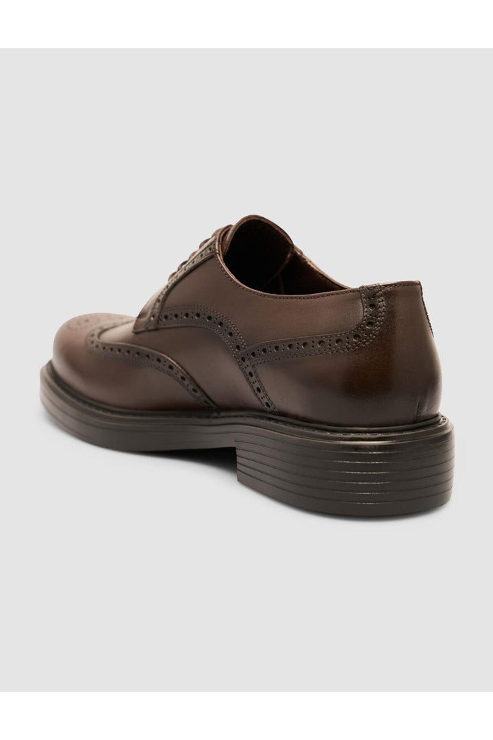 Cabani Shoes Chaussures classiques pour hommes en cuir véritable noir à lacets 100% - Marron