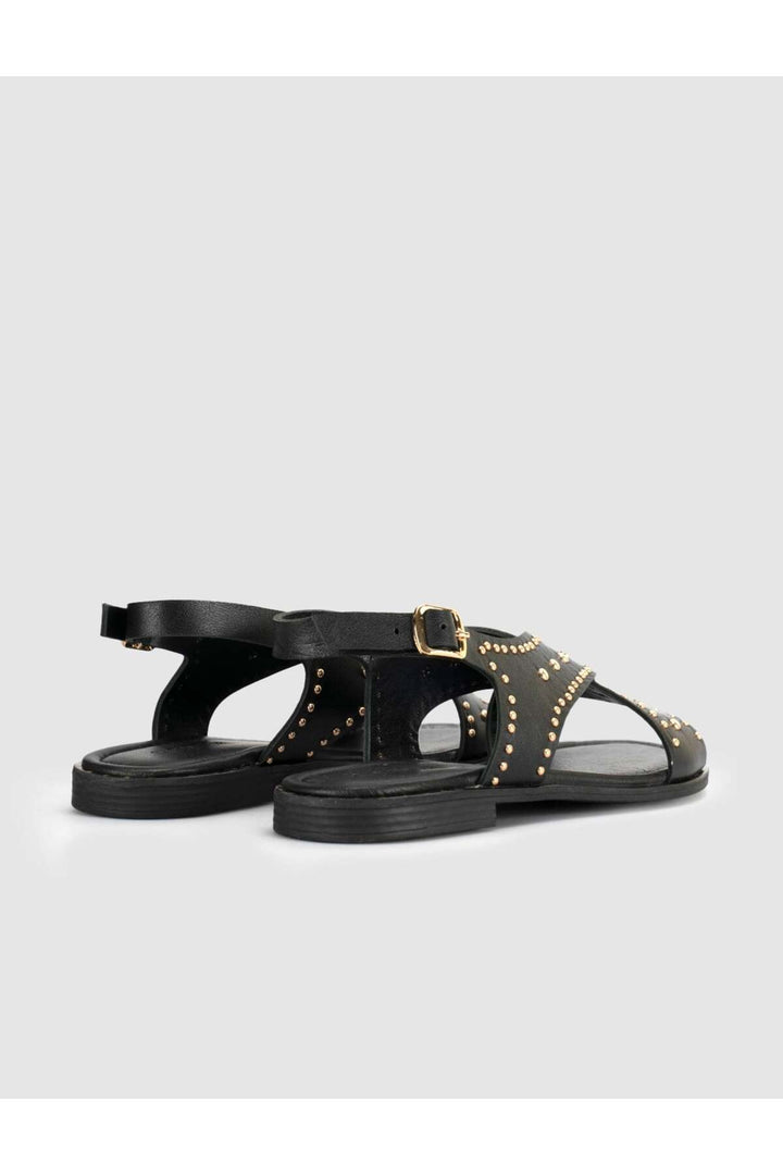 Cabani Shoes Sandales pour femmes en cuir véritable avec clous noires - Multicolore