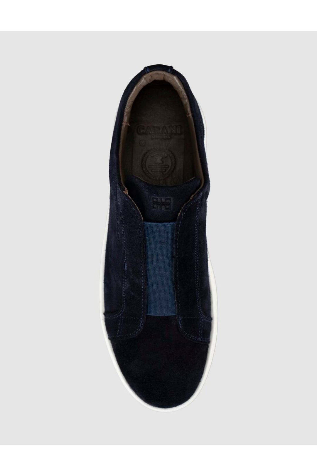 Cabani Shoes Chaussures de sport pour hommes en cuir véritable en suède bleu marine sans lacets - Bleu marine