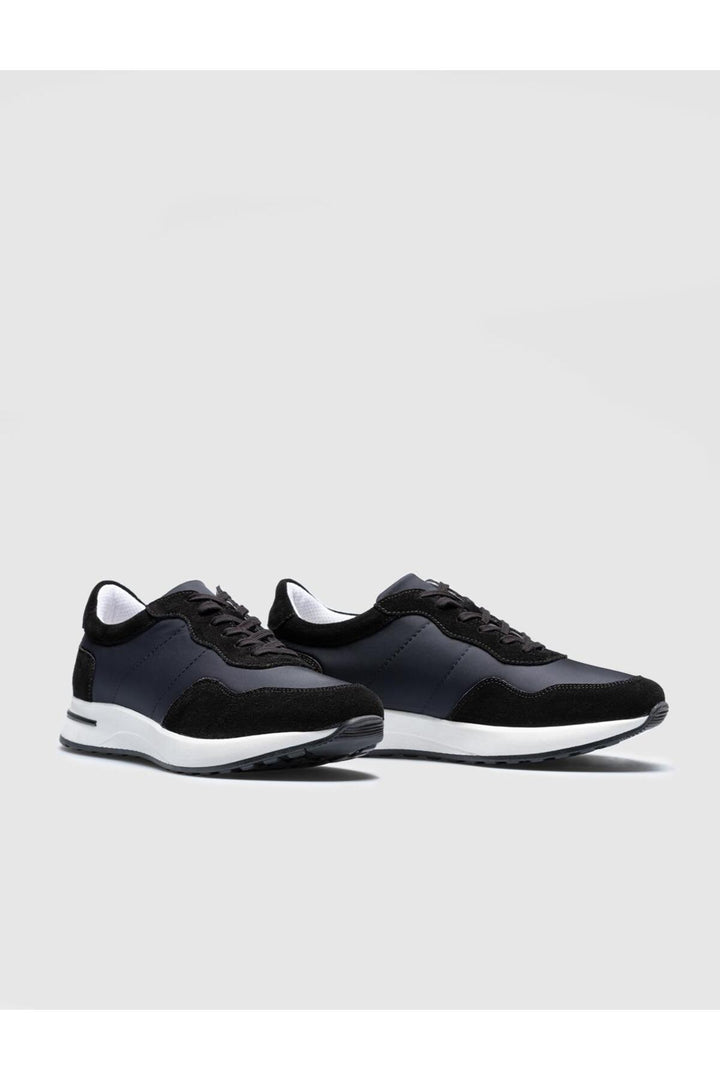 Cabani Shoes Chaussures de sport pour hommes en cuir véritable noires - Noir