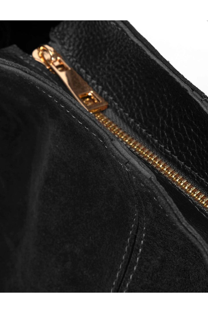 Cabani Shoes Sac en cuir véritable de vachette noir pour femme, modèle shopper à bandoulière. - Noir