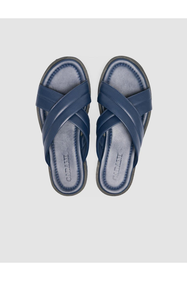 Cabani Shoes %100 Cuir Véritable Sandales pour Hommes Bleu marine - Bleu marine