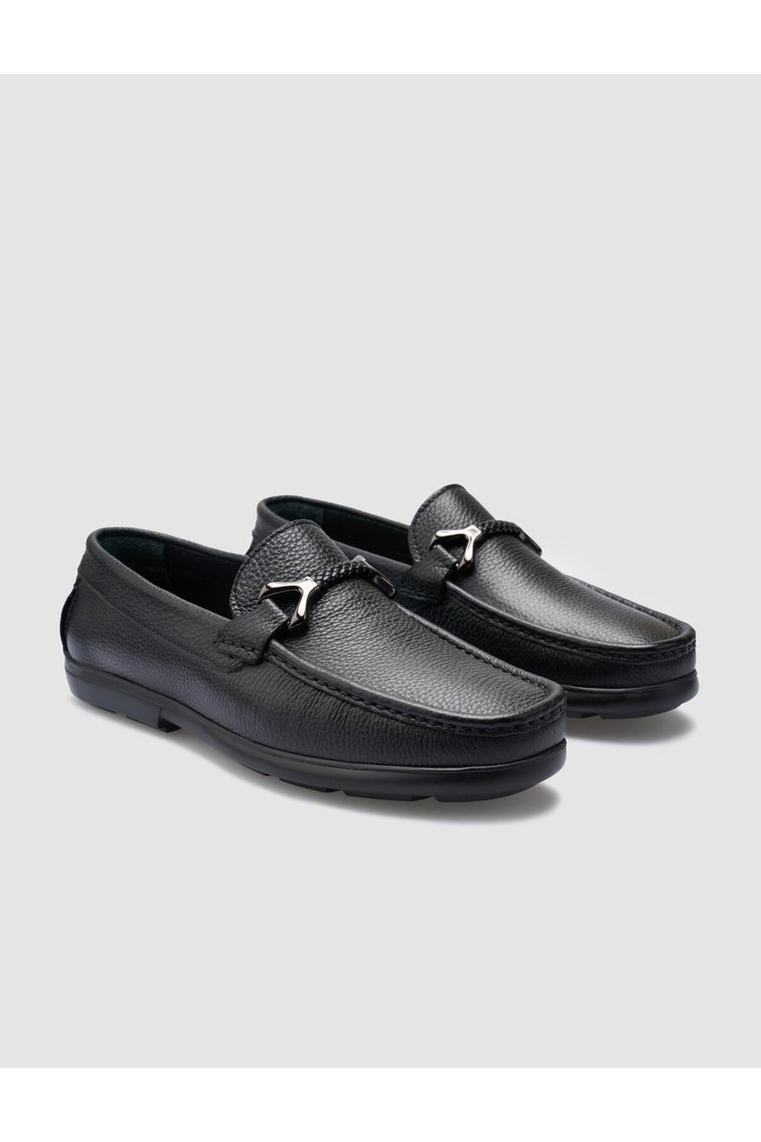 Cabani Shoes Tivra %100 Cuir Véritable Noir Détail Boucle Mocassins Homme - Noir