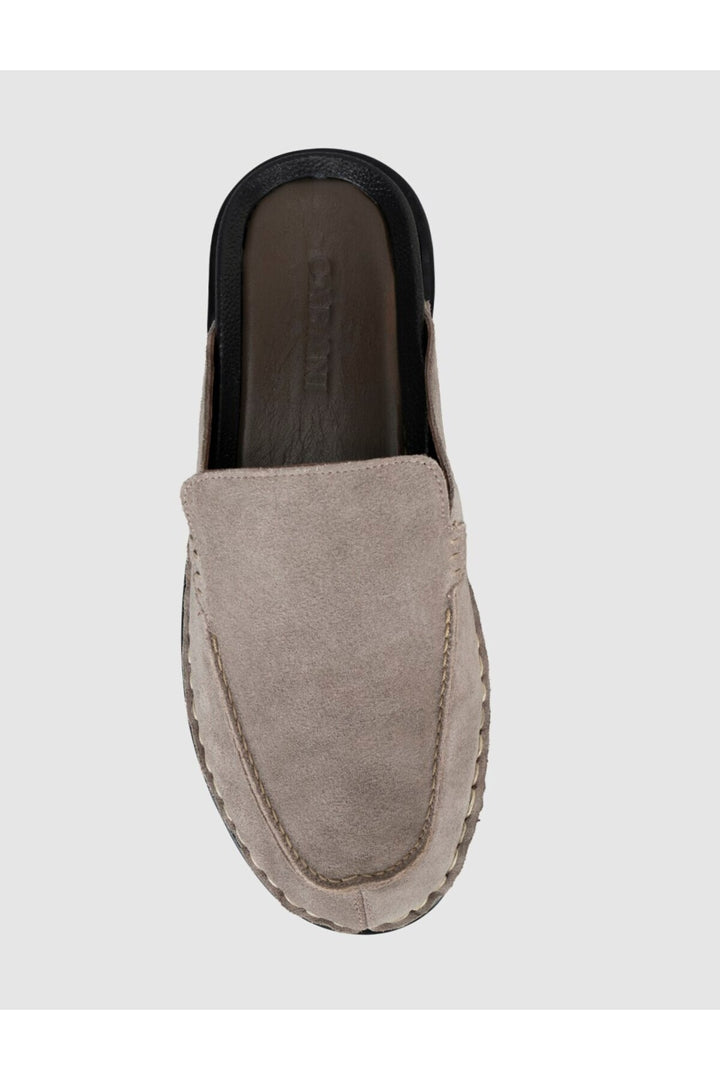 Cabani Shoes Mocassins pour hommes en cuir véritable beige avec détails de couture - Vison