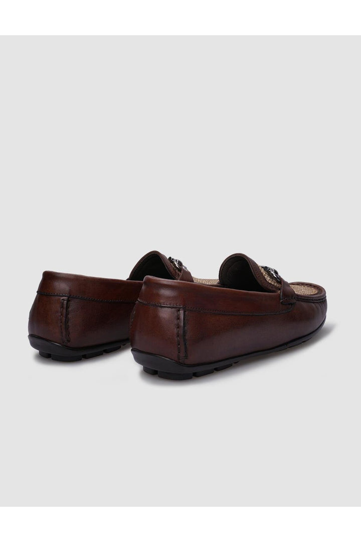 Cabani Shoes %100 Cuir véritable Mocassins pour hommes en cuir tressé marron - Marron