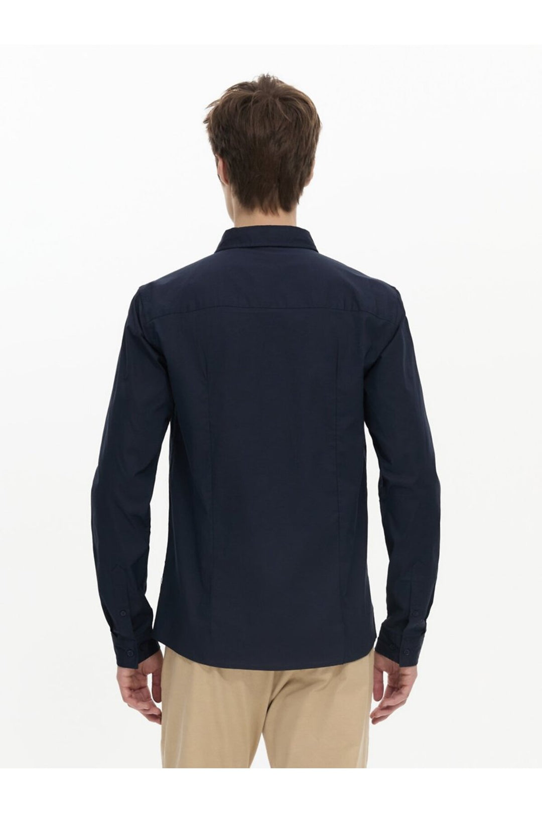 LTB Chemise basique bleu marine boutonnée sur le devant à manches longues - Bleu marine