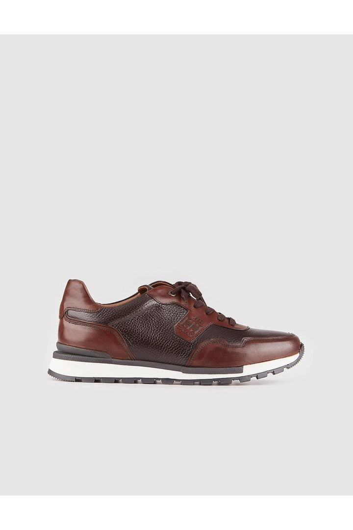 Cabani Shoes Chaussures de sport pour hommes en cuir véritable, design spécial, marron avec lacets. - Marron