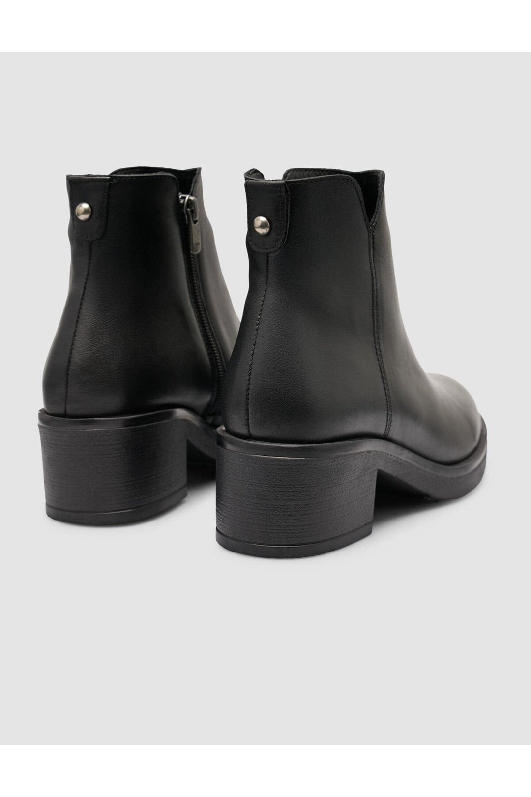 Cabani Shoes Bottines à talons pour femmes en cuir véritable noir avec clous à 100%. - Multicolore