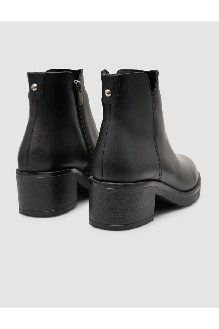 Cabani Shoes Bottines à talons pour femmes en cuir véritable noir avec clous à 100%. - Multicolore
