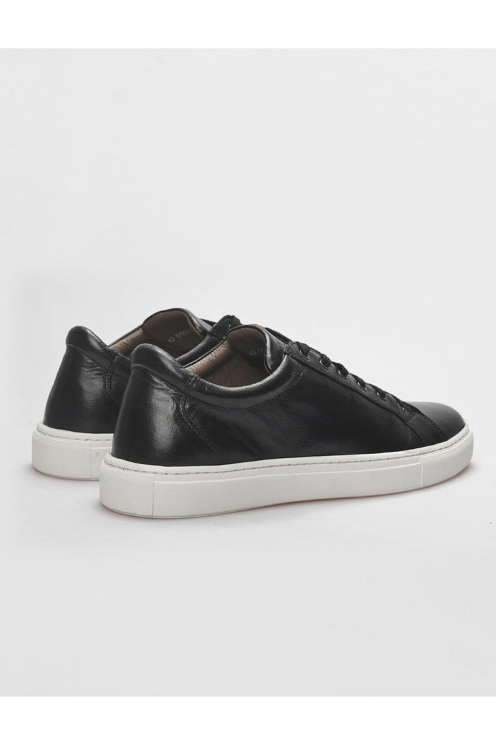 Cabani Shoes Chaussures de sport pour hommes en cuir véritable noires à lacets - Noir
