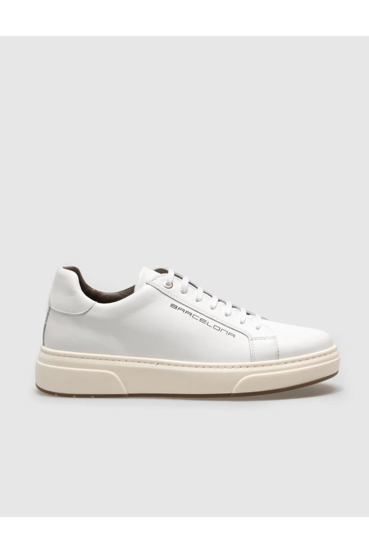 Cabani Shoes Chaussures de sport pour hommes en cuir véritable blanches à lacets - Blanc
