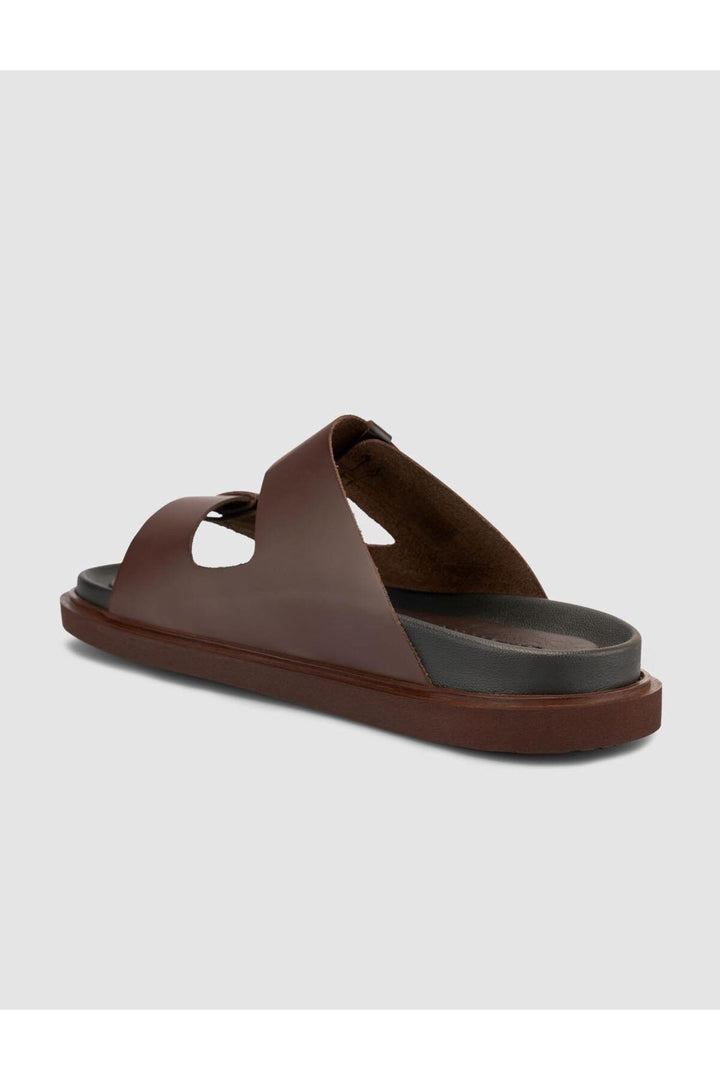 Cabani Shoes %100 Cuir véritable Sandales à velcro pour hommes marron - Multicolore