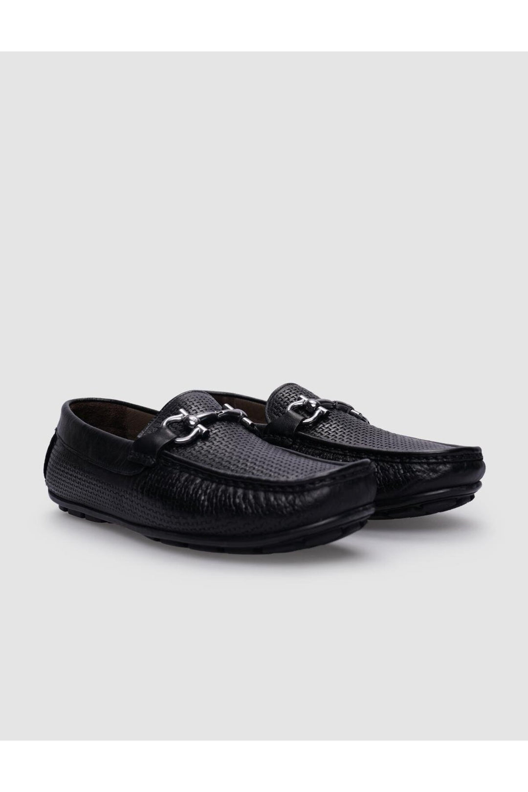 Cabani Shoes %100 Cuir véritable Mocassins pour hommes à boucle noire - Noir
