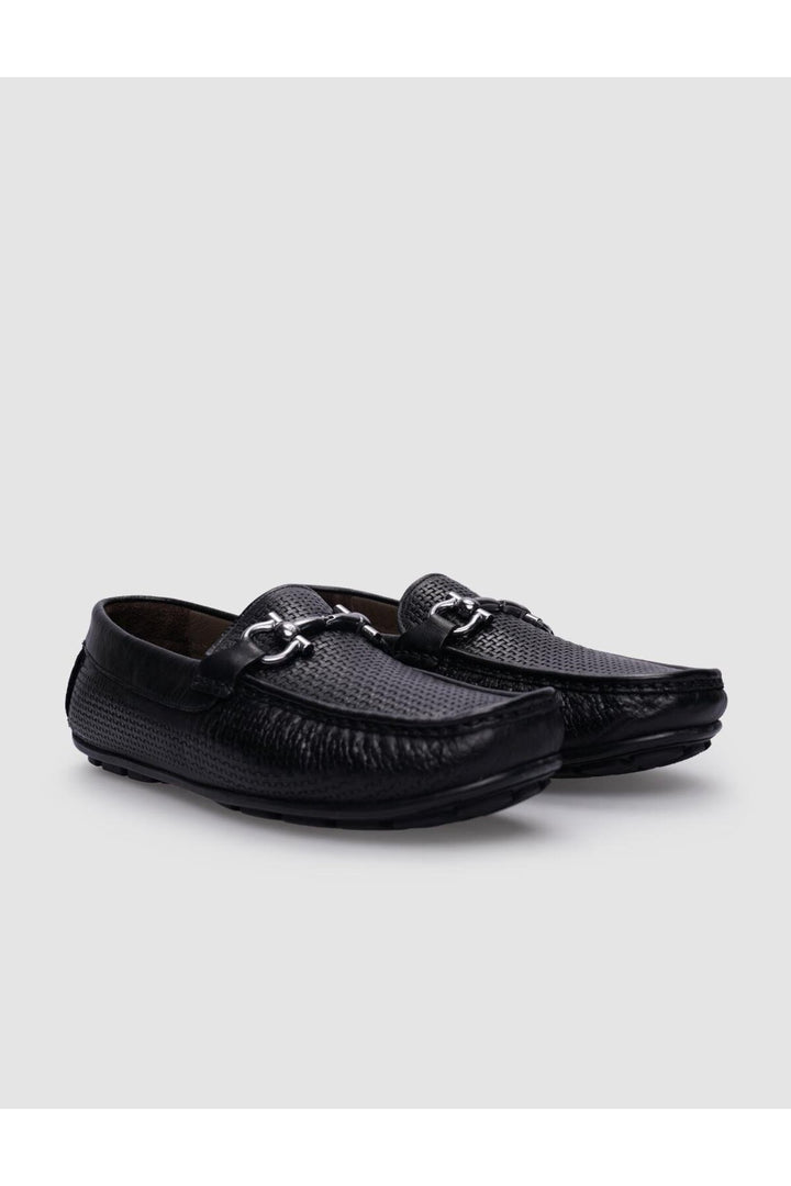 Cabani Shoes %100 Cuir véritable Mocassins pour hommes à boucle noire - Noir