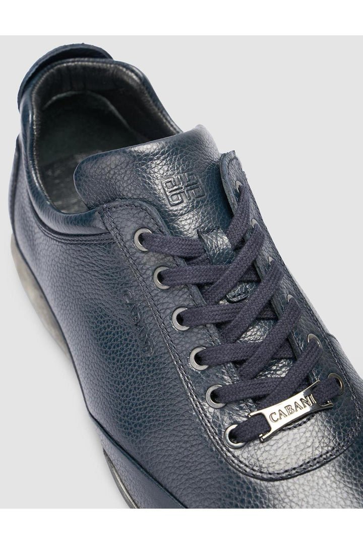 Cabani Shoes Chaussures de ville pour hommes en cuir véritable 100% bleu marine à lacets - Bleu marine