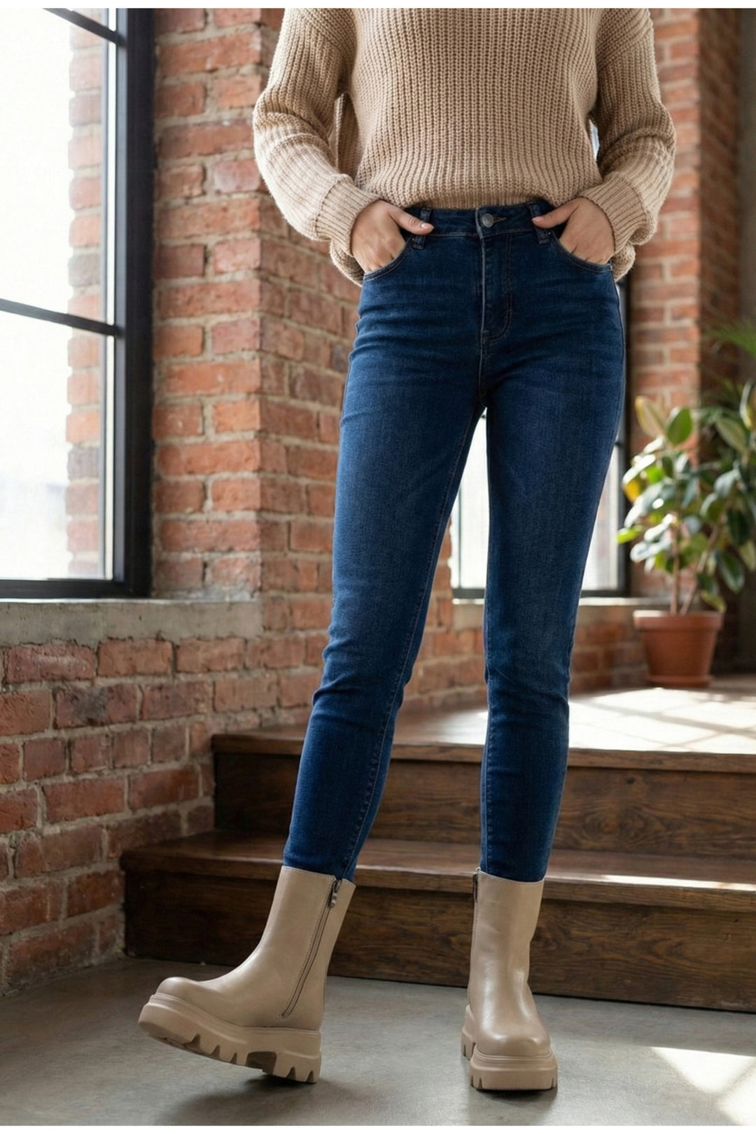 Wavelys GIANNA Bottes à fermeture éclair pour femmes d'hiver - Beige