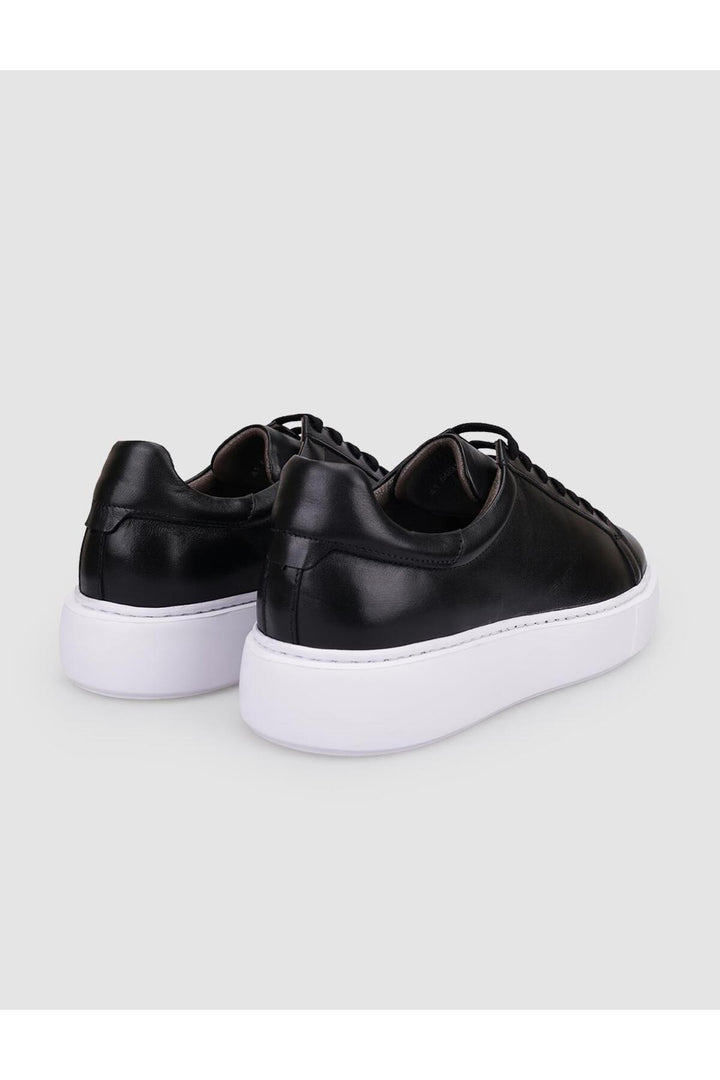 Cabani Shoes Lucca %100 Cuir Véritable Noir Chaussures de Sport Homme à Lacets - Noir
