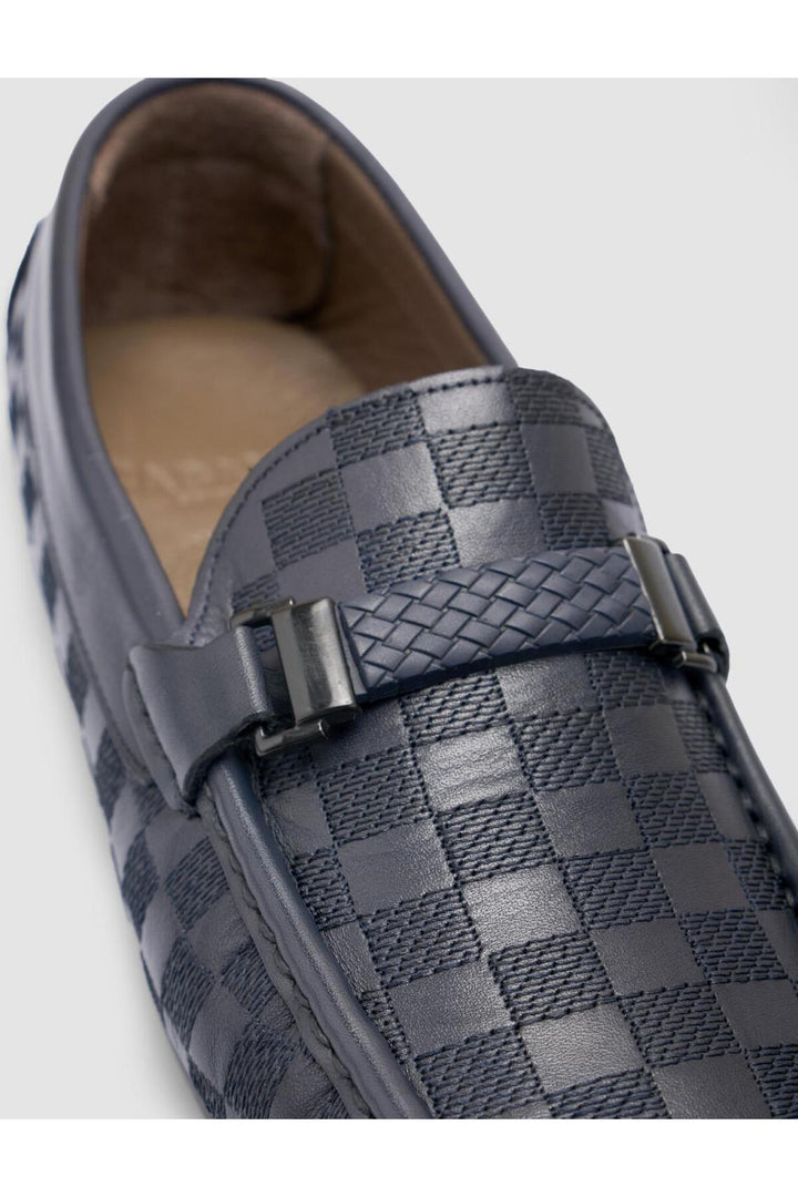 Cabani Shoes %100 Cuir Véritable Mocassins Pour Hommes Détails Boucle Bleu Marine - Bleu marine