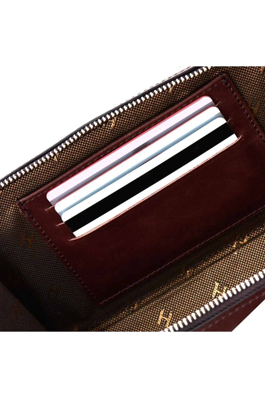 helmbrook Sac à main en cuir véritable Bracelet Poche avant RFID Protégé Café Carlye