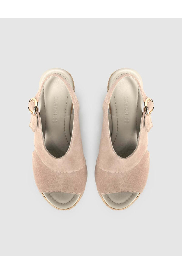 Cabani Shoes Sandales à talons compensés en cuir suédé véritable avec semelle en jute pour femmes - Pierre