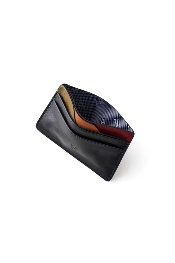 helmbrook Porte-cartes fin en cuir véritable pour homme avec protection RFID Elton Black Plus