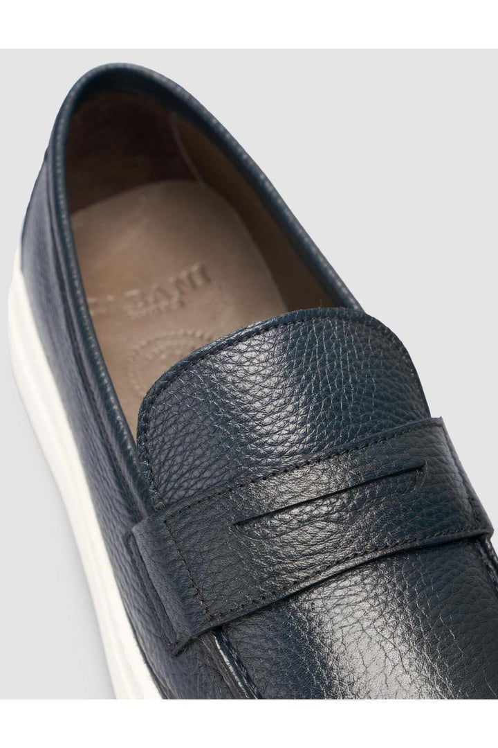 Cabani Shoes %100 Cuir véritable Mocassins pour hommes à bande Bleu marine - Bleu marine