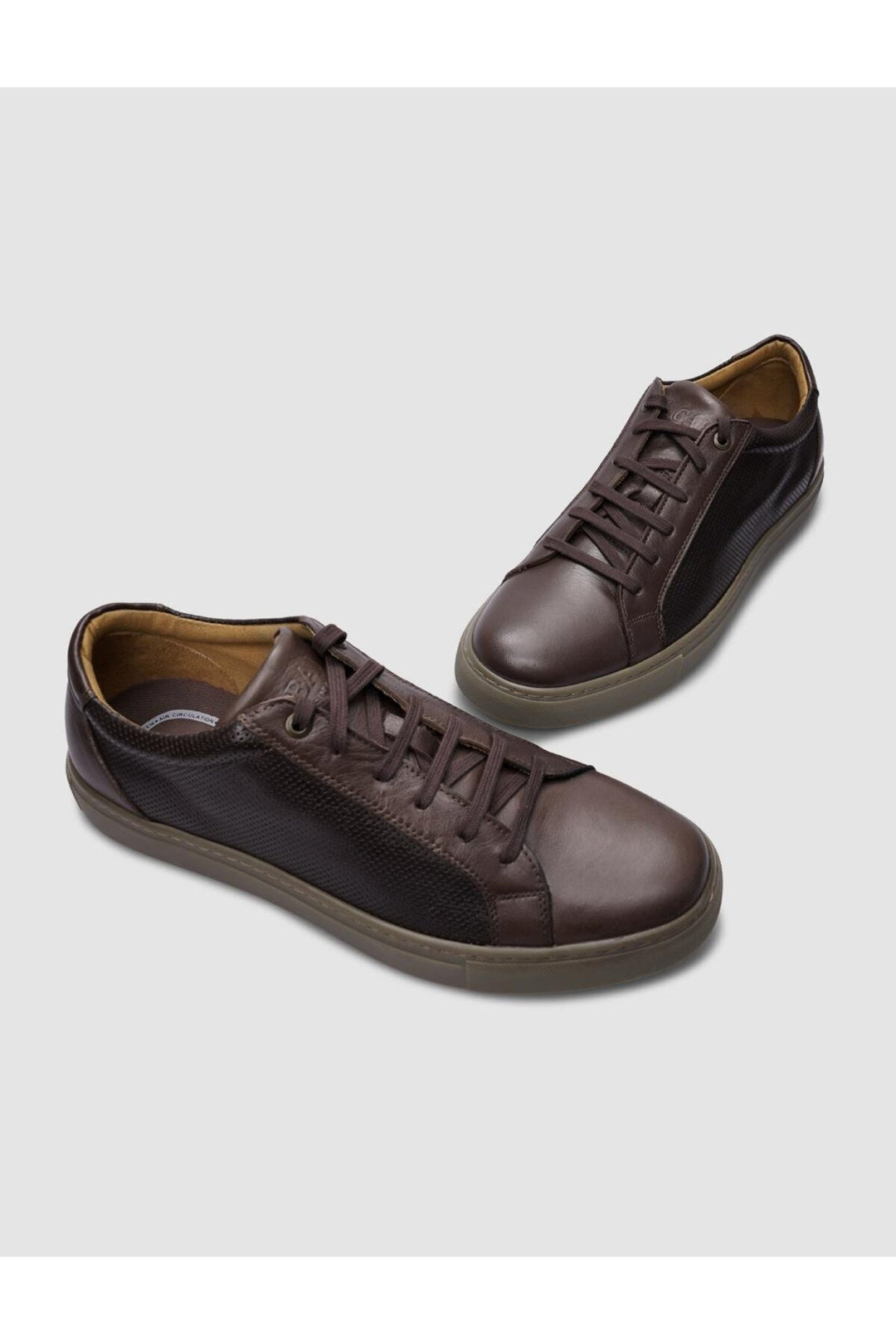 Cabani Shoes %100 Cuir véritable Baskets pour hommes à lacets marron - Marron