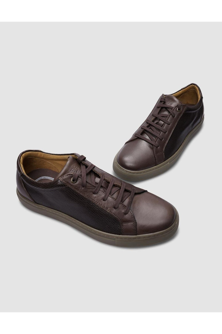 Cabani Shoes %100 Cuir véritable Baskets pour hommes à lacets marron - Marron