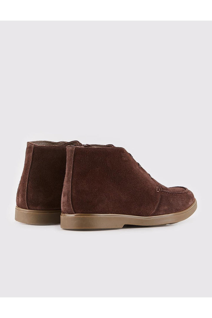 Cabani Shoes Bottines pour hommes en cuir véritable marron avec doublure, à lacets et fermeture éclair. - Multicolore