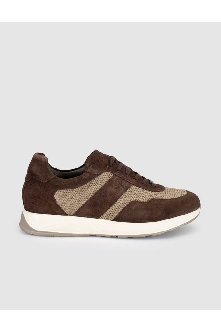 Cabani Shoes Baskets décontractées pour hommes en cuir véritable marron - Marron
