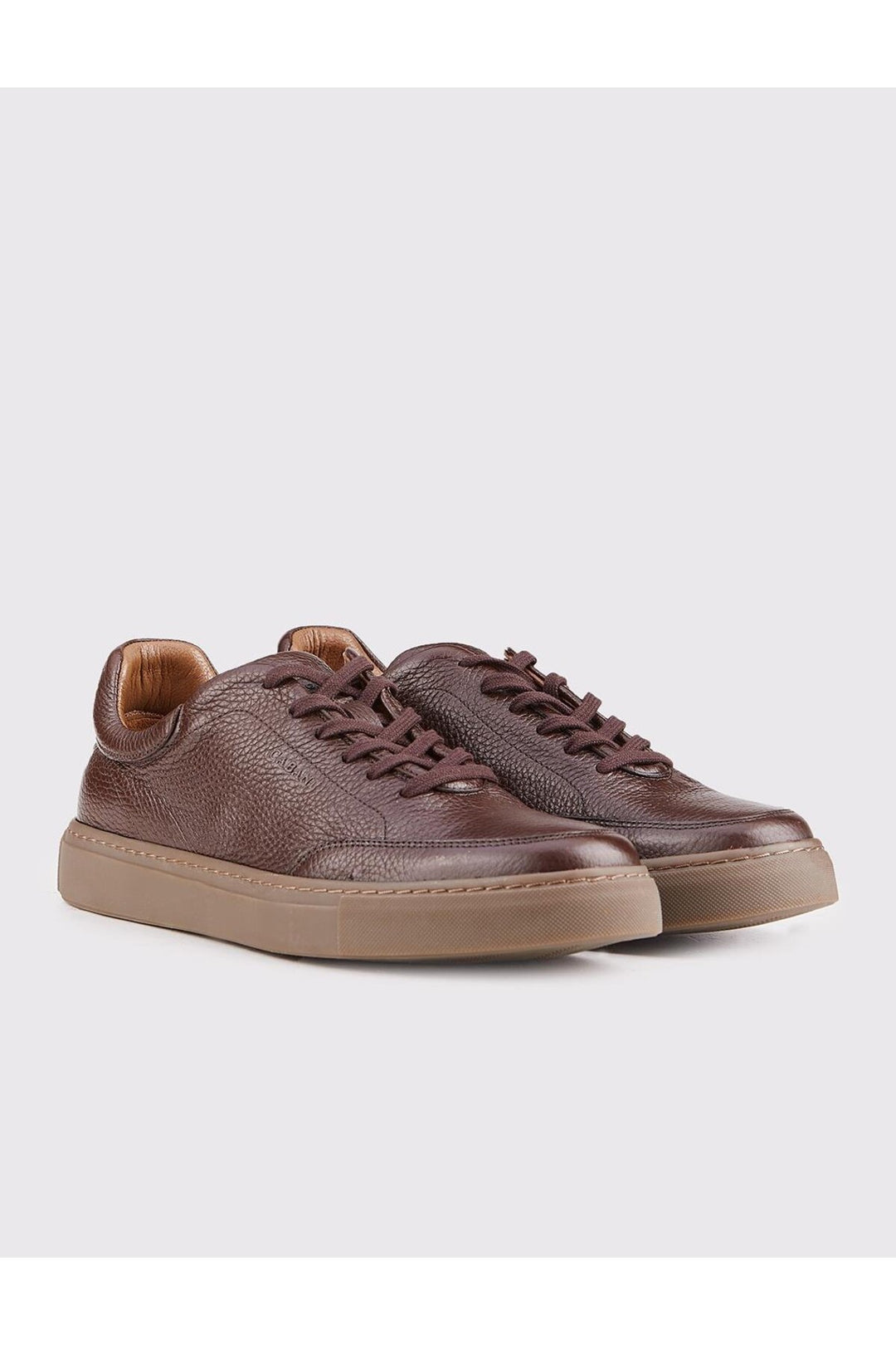 Cabani Shoes Chaussures de sport quotidiennes pour hommes en cuir véritable marron avec lacets et semelle en caoutchouc léger. - Marron