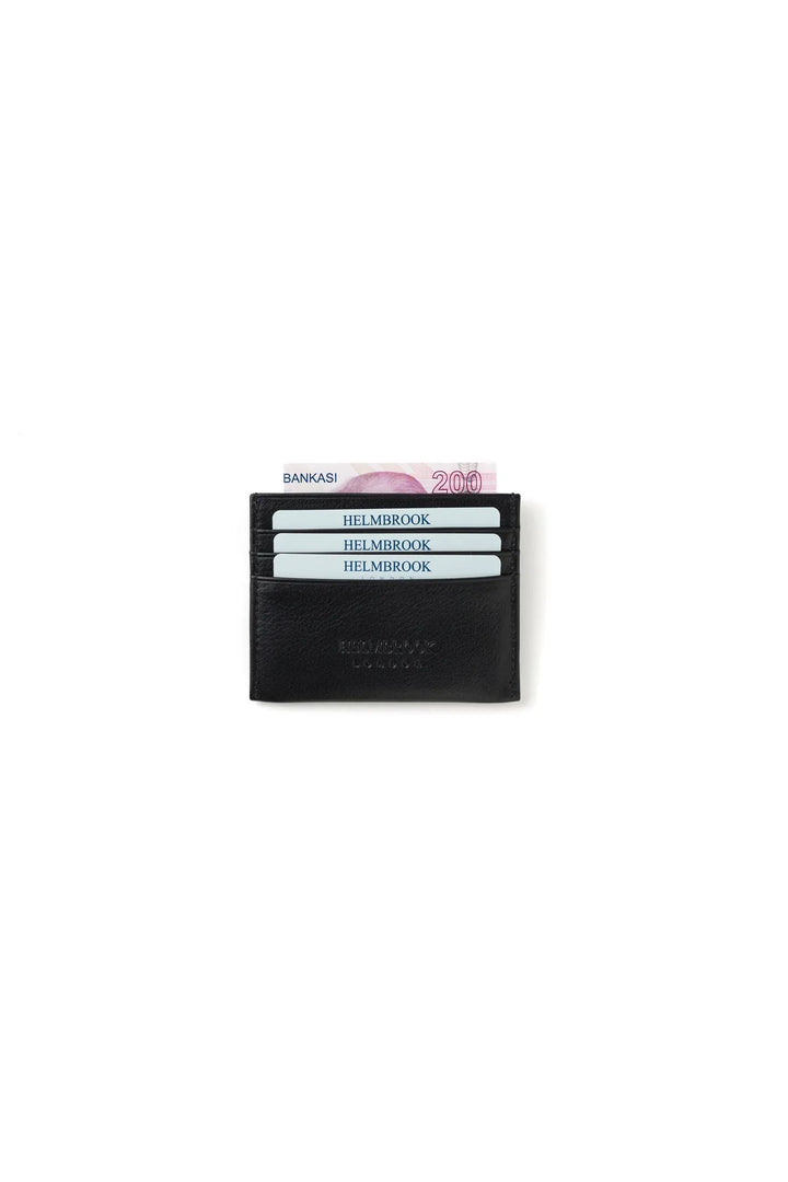 Helmbrook Hommes - Porte-cartes en cuir véritable - Design mince - Protégé par RFID - Barry - Noir