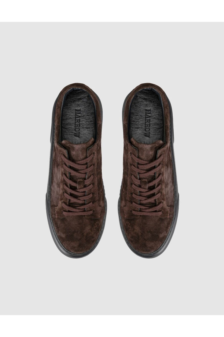 Cabani Shoes Baskets pour hommes en cuir suédé véritable marron - Marron