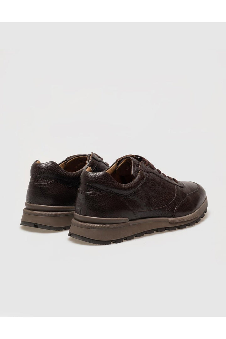 Cabani Shoes Chaussures de sport pour hommes en cuir véritable marron à lacets - Marron