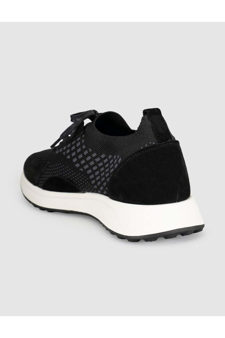 Cabani Shoes Sneakers pour hommes en cuir véritable tricot noir - Multicolore