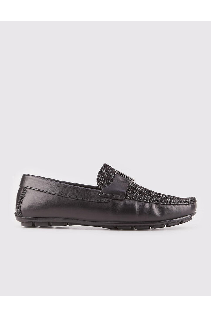 Cabani Shoes Chaussures Loafers pour Hommes en Cuir Véritable Noir avec Design Spécial - Noir