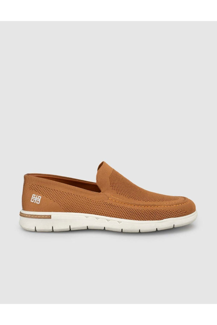 Cabani Shoes Chaussures décontractées pour hommes en tricot à semelle légère couleur moutarde. - Moutarde
