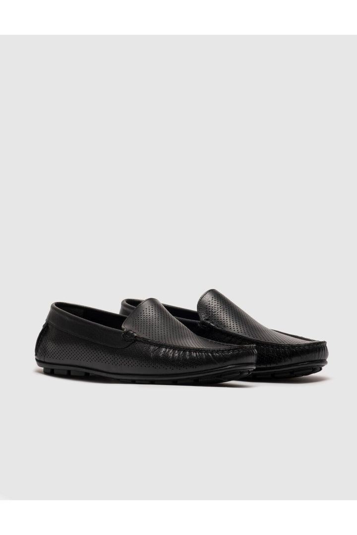 Cabani Shoes Chaussures de ville pour hommes en cuir véritable, noires, découpées au laser. - Multicolore