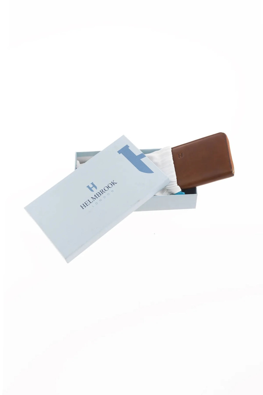 Helmbrook Femme Cuir Véritable Grand Portefeuille Fermeture Éclair RFID Protégé Amelia Tan Bleu Marine