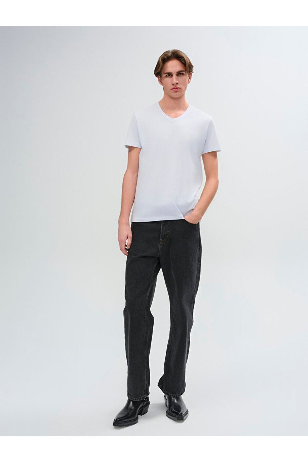 LTB T-shirt blanc à manches courtes slim Pressure avec encolure en V